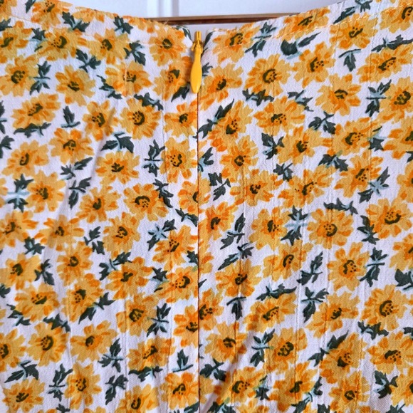 Faithfull The Brand Daphne Floral Print Dress Yellow White Tie Sleeve Size 6/M - Picture 8 of 9